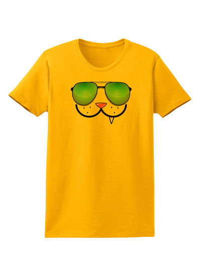 Kyu-T Face - Snaggle Cool Sunglasses Womens T-Shirt-Womens T-Shirt-TooLoud-Gold-X-Small-Davson Sales