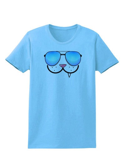 Kyu-T Face - Snaggle Cool Sunglasses Womens T-Shirt-Womens T-Shirt-TooLoud-Aquatic-Blue-X-Small-Davson Sales