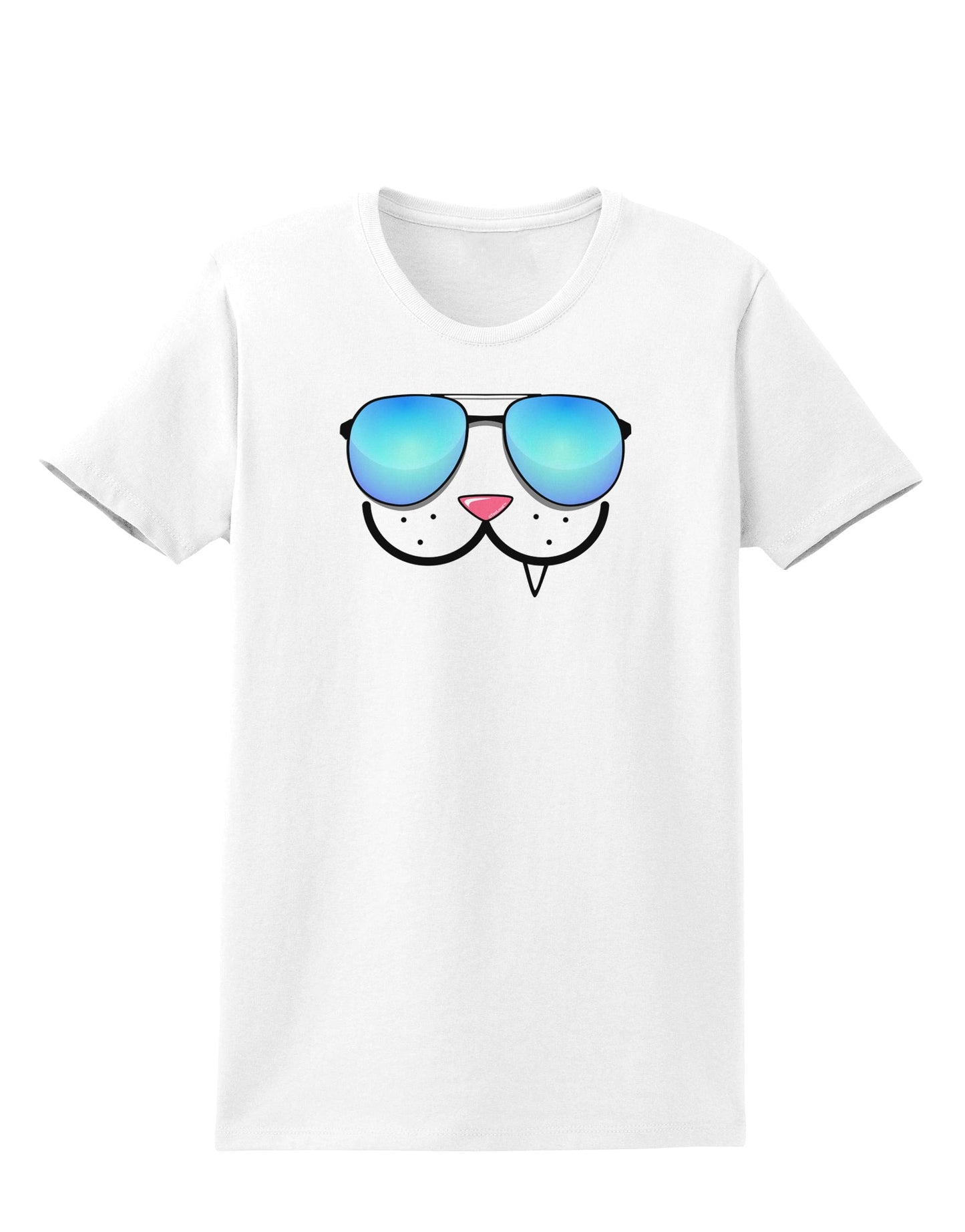 Kyu-T Face - Snaggle Cool Sunglasses Womens T-Shirt-Womens T-Shirt-TooLoud-White-X-Small-Davson Sales