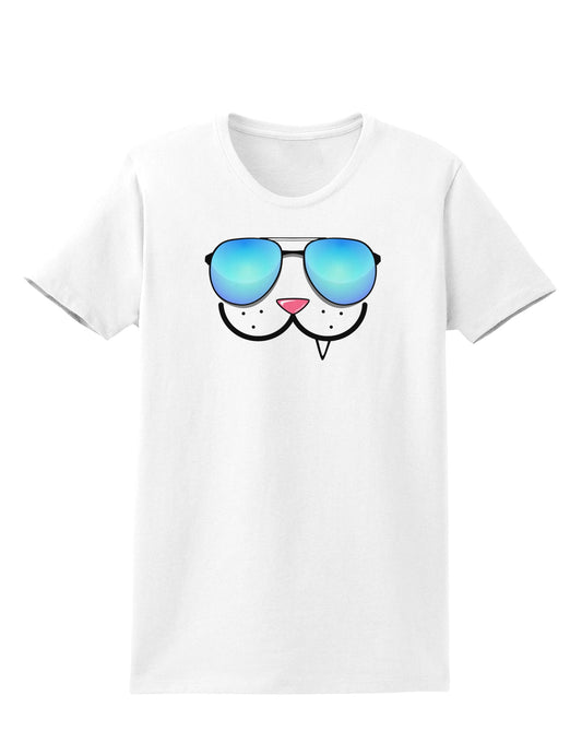 Kyu-T Face - Snaggle Cool Sunglasses Womens T-Shirt-Womens T-Shirt-TooLoud-White-X-Small-Davson Sales