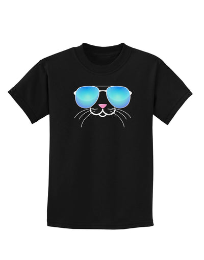 Kyu-T Face - Tiny Cool Sunglasses Childrens Dark T-Shirt-Childrens T-Shirt-TooLoud-Black-X-Small-Davson Sales