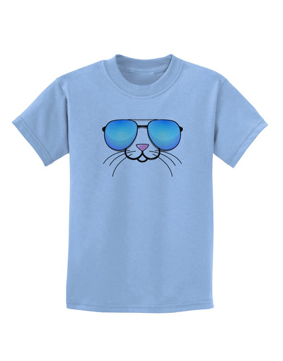 Kyu-T Face - Tiny Cool Sunglasses Childrens T-Shirt-Childrens T-Shirt-TooLoud-Light-Blue-X-Small-Davson Sales