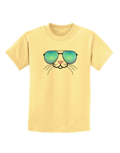 Kyu-T Face - Tiny Cool Sunglasses Childrens T-Shirt-Childrens T-Shirt-TooLoud-Daffodil-Yellow-X-Small-Davson Sales