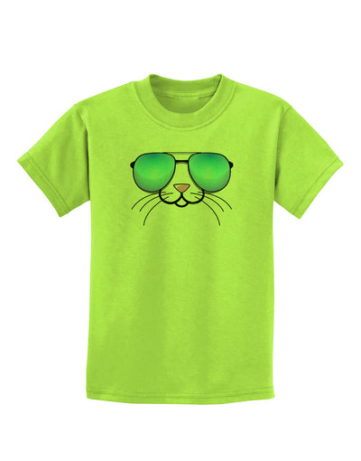 Kyu-T Face - Tiny Cool Sunglasses Childrens T-Shirt-Childrens T-Shirt-TooLoud-Lime-Green-X-Small-Davson Sales