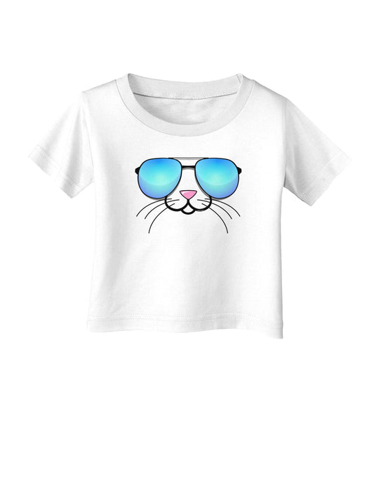 Kyu-T Face - Tiny Cool Sunglasses Infant T-Shirt-Infant T-Shirt-TooLoud-White-06-Months-Davson Sales
