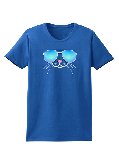 Kyu-T Face - Tiny Cool Sunglasses Womens Dark T-Shirt-TooLoud-Royal-Blue-X-Small-Davson Sales