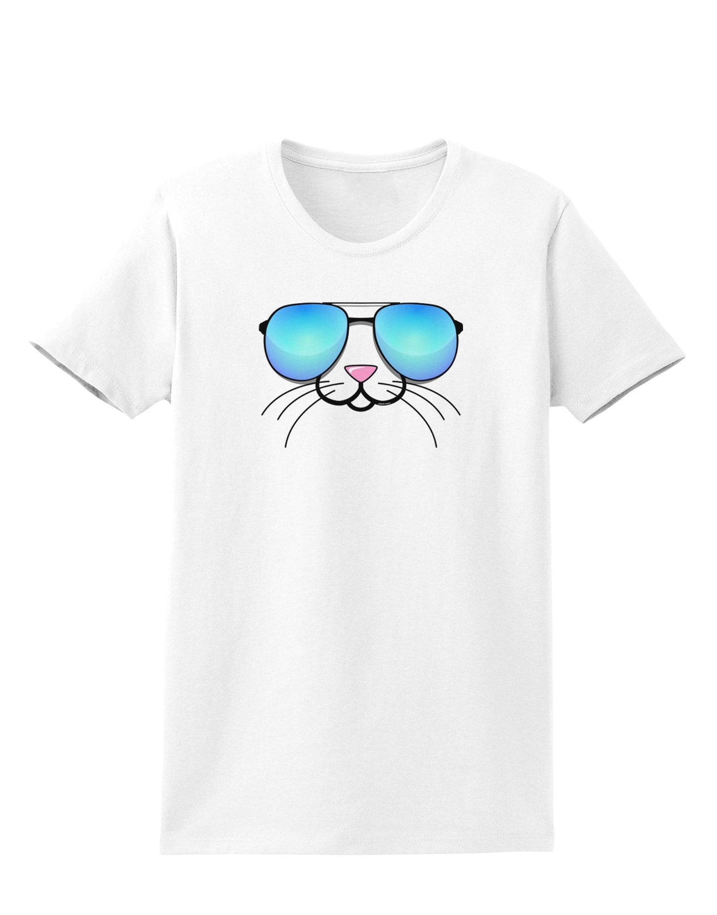 Kyu-T Face - Tiny Cool Sunglasses Womens T-Shirt-Womens T-Shirt-TooLoud-White-X-Small-Davson Sales