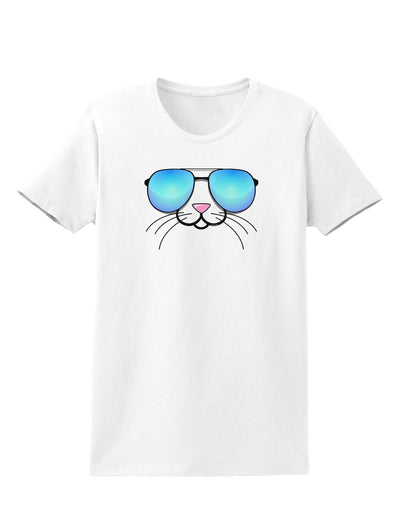 Kyu-T Face - Tiny Cool Sunglasses Womens T-Shirt-Womens T-Shirt-TooLoud-White-X-Small-Davson Sales