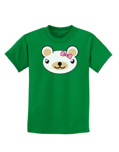 Kyu-T Head - Day Beartholomea Girl Teddy Bear Childrens Dark T-Shirt-Childrens T-Shirt-TooLoud-Kelly-Green-X-Small-Davson Sales