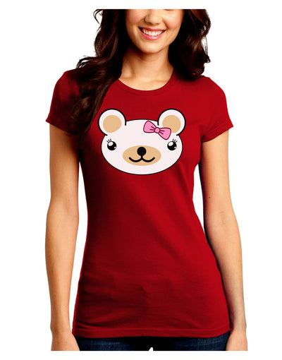 Kyu-T Head - Day Beartholomea Girl Teddy Bear Juniors Crew Dark T-Shirt-T-Shirts Juniors Tops-TooLoud-Red-Juniors Fitted Small-Davson Sales