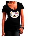 Kyu-T Head - Day Beartholomea Girl Teddy Bear Juniors V-Neck Dark T-Shirt-Womens V-Neck T-Shirts-TooLoud-Black-Small-Davson Sales