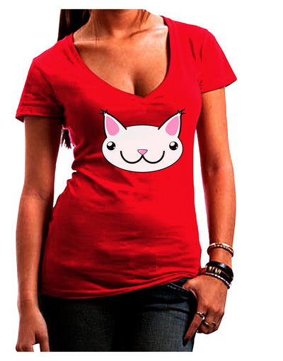 Kyu-T Head - Day Kawa the Cute Critter Juniors V-Neck Dark T-Shirt-Womens V-Neck T-Shirts-TooLoud-Red-Small-Davson Sales