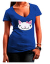 Kyu-T Head - Day Kawaia the Cute Girl Critter Juniors V-Neck Dark T-Shirt-Womens V-Neck T-Shirts-TooLoud-Royal-Blue-Small-Davson Sales