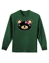 Kyu-T Head - Night Beartholomea Girl Teddy Bear Adult Long Sleeve Dark T-Shirt-TooLoud-Dark-Green-Small-Davson Sales