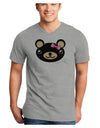 Kyu-T Head - Night Beartholomea Girl Teddy Bear Adult V-Neck T-shirt-Mens V-Neck T-Shirt-TooLoud-HeatherGray-Small-Davson Sales