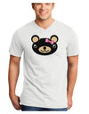 Kyu-T Head - Night Beartholomea Girl Teddy Bear Adult V-Neck T-shirt-Mens V-Neck T-Shirt-TooLoud-White-Small-Davson Sales