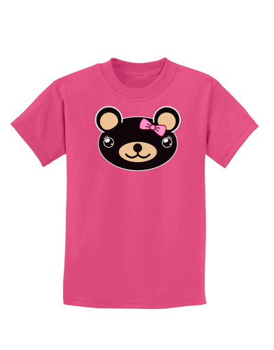 Kyu-T Head - Night Beartholomea Girl Teddy Bear Childrens Dark T-Shirt-Childrens T-Shirt-TooLoud-Sangria-X-Small-Davson Sales