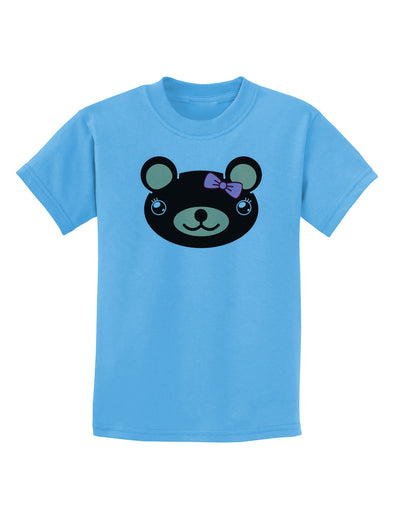 Kyu-T Head - Night Beartholomea Girl Teddy Bear Childrens T-Shirt-Childrens T-Shirt-TooLoud-Aquatic-Blue-X-Small-Davson Sales