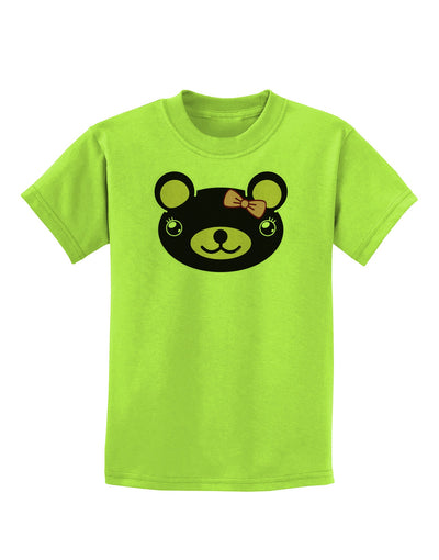 Kyu-T Head - Night Beartholomea Girl Teddy Bear Childrens T-Shirt-Childrens T-Shirt-TooLoud-Lime-Green-X-Small-Davson Sales