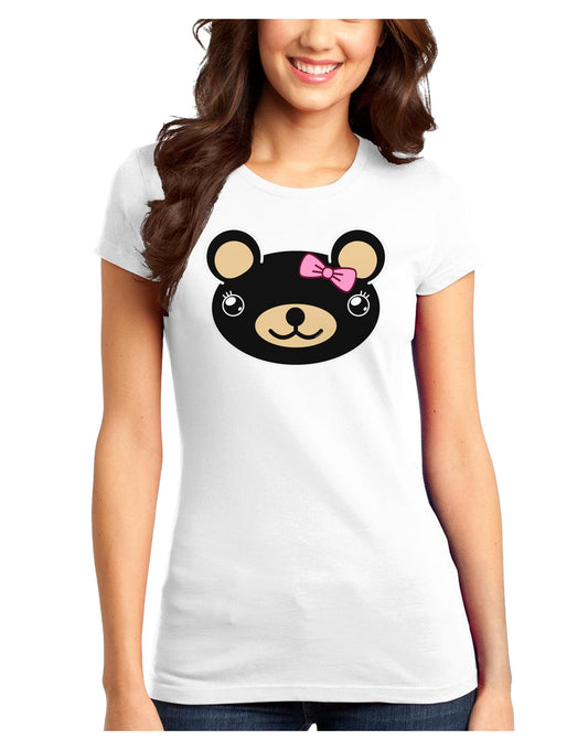 Kyu-T Head - Night Beartholomea Girl Teddy Bear Juniors T-Shirt-Womens Juniors T-Shirt-TooLoud-White-Juniors Fitted XS-Davson Sales