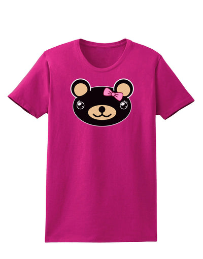 Kyu-T Head - Night Beartholomea Girl Teddy Bear Womens Dark T-Shirt-TooLoud-Hot-Pink-Small-Davson Sales