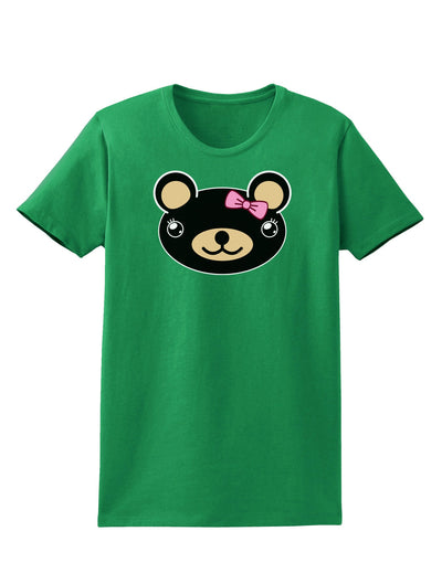 Kyu-T Head - Night Beartholomea Girl Teddy Bear Womens Dark T-Shirt-TooLoud-Kelly-Green-X-Small-Davson Sales