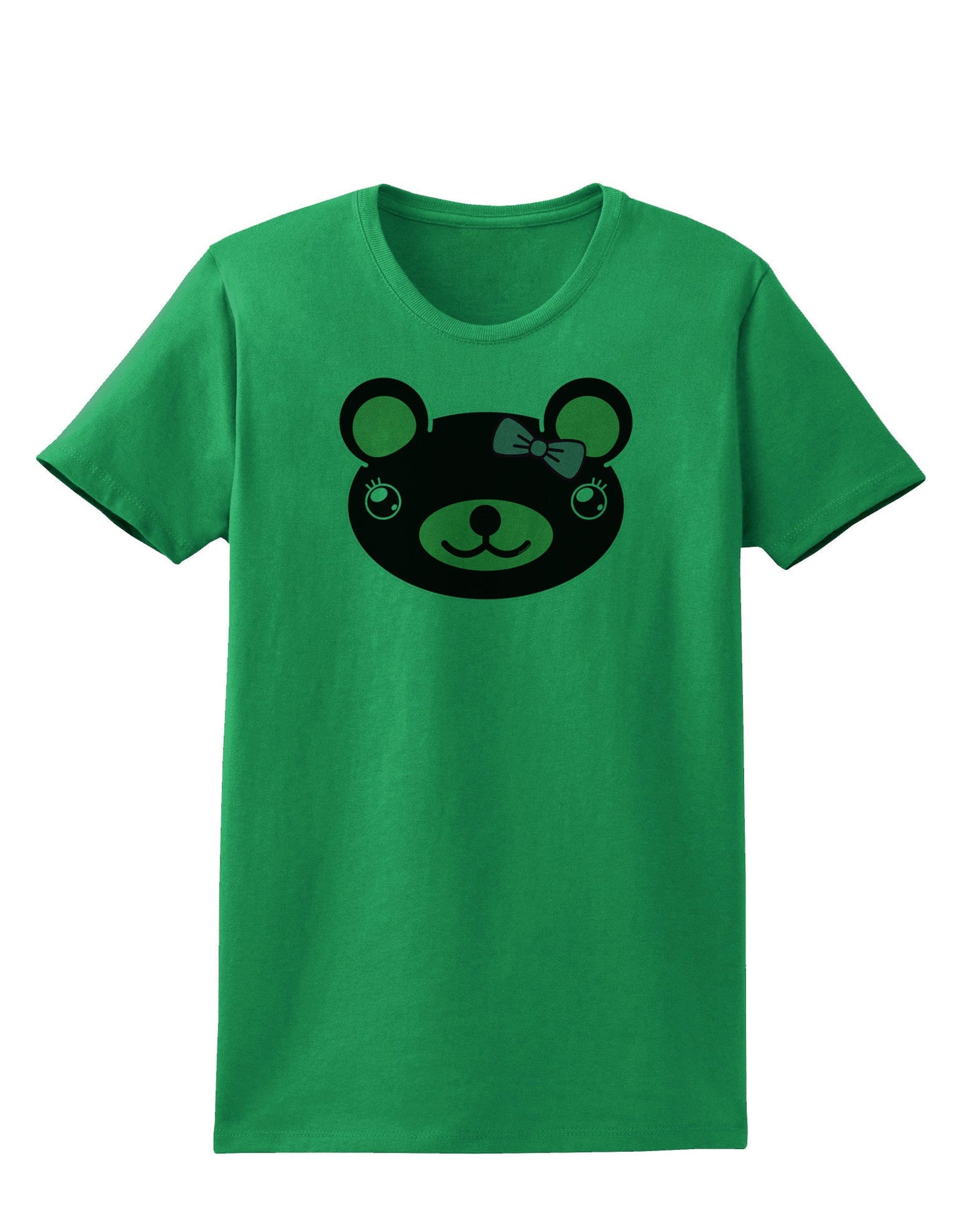 Kyu-T Head - Night Beartholomea Girl Teddy Bear Womens T-Shirt-Womens T-Shirt-TooLoud-Kelly-Green-X-Small-Davson Sales