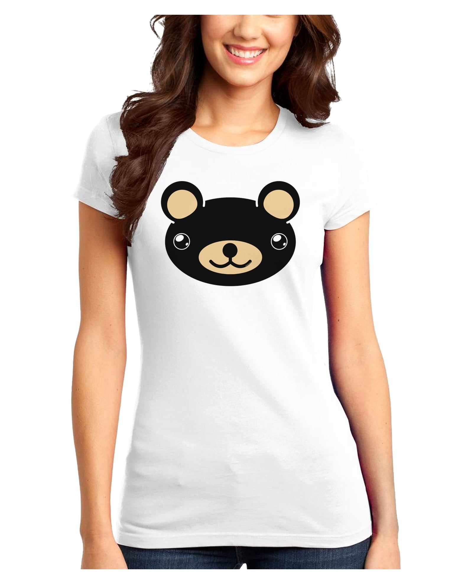 Kyu-T Head - Night Beartholomew Teddy Bear Juniors T-Shirt-Womens Juniors T-Shirt-TooLoud-White-Juniors Fitted XS-Davson Sales