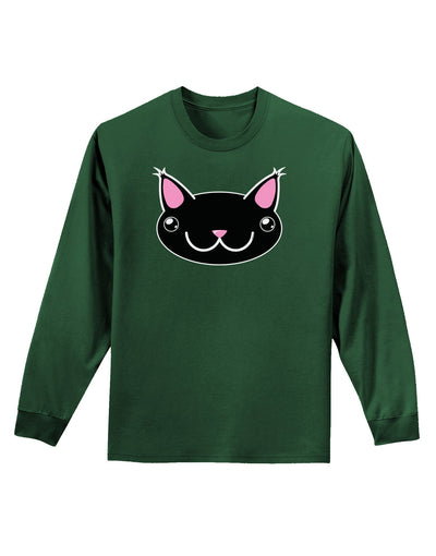 Kyu-T Head - Night Kawa the Cute Critter Adult Long Sleeve Dark T-Shirt-TooLoud-Dark-Green-Small-Davson Sales