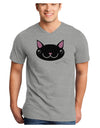 Kyu-T Head - Night Kawa the Cute Critter Adult V-Neck T-shirt-Mens V-Neck T-Shirt-TooLoud-HeatherGray-Small-Davson Sales