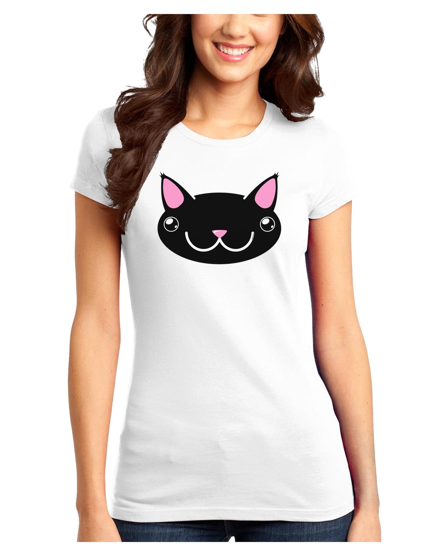 Kyu-T Head - Night Kawa the Cute Critter Juniors T-Shirt-Womens Juniors T-Shirt-TooLoud-White-Juniors Fitted XS-Davson Sales