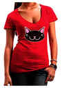 Kyu-T Head - Night Kawa the Cute Critter Juniors V-Neck Dark T-Shirt-Womens V-Neck T-Shirts-TooLoud-Red-Small-Davson Sales