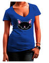 Kyu-T Head - Night Kawa the Cute Critter Juniors V-Neck Dark T-Shirt-Womens V-Neck T-Shirts-TooLoud-Royal-Blue-Small-Davson Sales