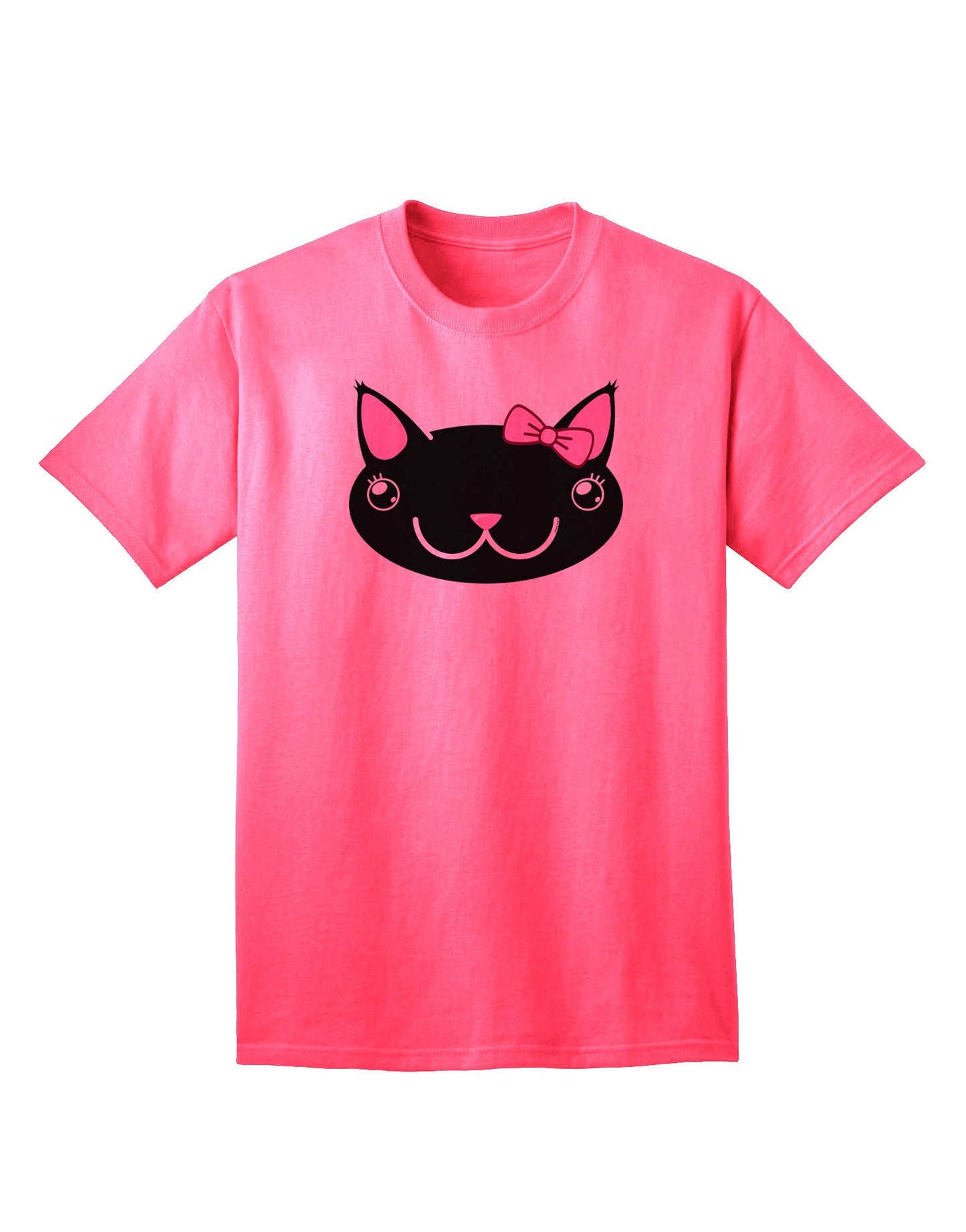 Kyu-T Head - Night Kawaia: Premium Adult T-Shirt Featuring the Adorable Girl Critter Design-Mens T-shirts-TooLoud-Neon-Pink-Small-Davson Sales