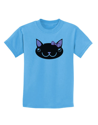 Kyu-T Head - Night Kawaia the Cute Girl Critter Childrens T-Shirt-Childrens T-Shirt-TooLoud-Aquatic-Blue-X-Small-Davson Sales