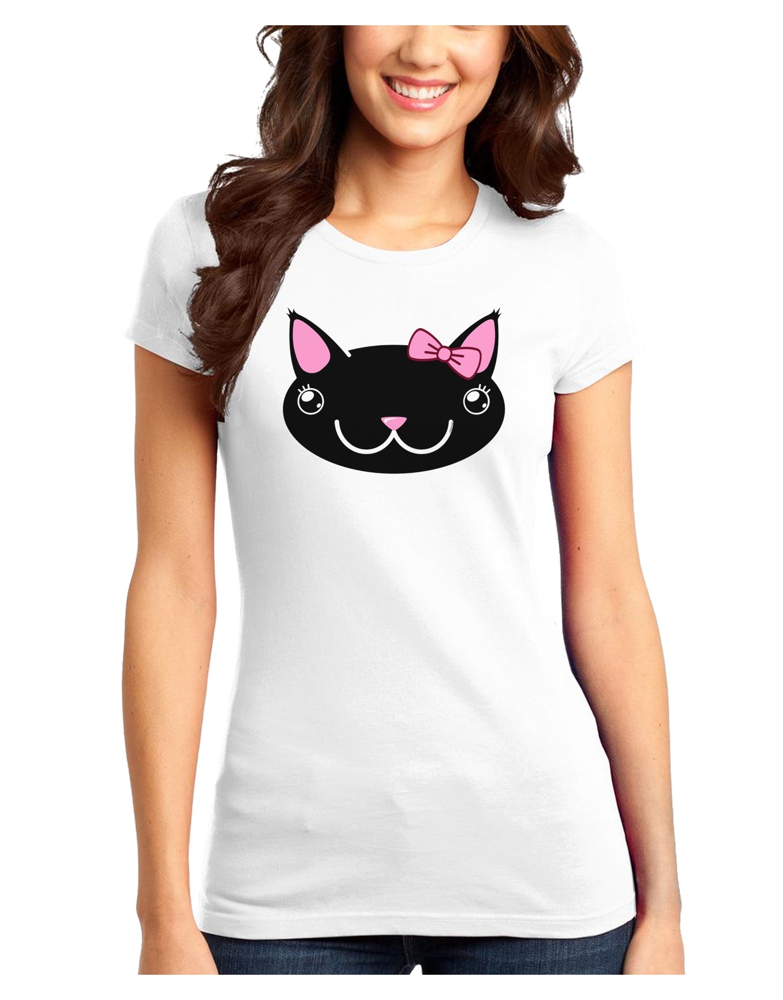 Kyu-T Head - Night Kawaia the Cute Girl Critter Juniors T-Shirt-Womens Juniors T-Shirt-TooLoud-White-Juniors Fitted XS-Davson Sales