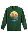 LA Beach Silhouette Letters Adult Long Sleeve Dark T-Shirt-TooLoud-Dark-Green-Small-Davson Sales