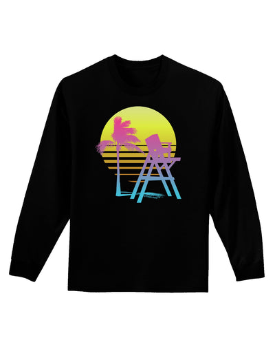 LA Beach Silhouette Letters Adult Long Sleeve Dark T-Shirt-TooLoud-Black-Small-Davson Sales