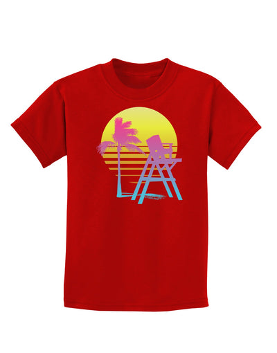 LA Beach Silhouette Letters Childrens Dark T-Shirt-Childrens T-Shirt-TooLoud-Red-X-Small-Davson Sales