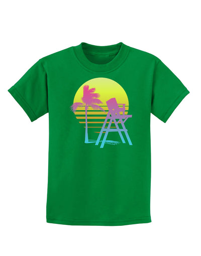 LA Beach Silhouette Letters Childrens Dark T-Shirt-Childrens T-Shirt-TooLoud-Kelly-Green-X-Small-Davson Sales