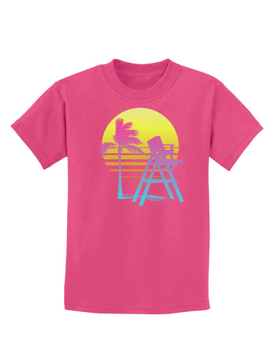 LA Beach Silhouette Letters Childrens Dark T-Shirt-Childrens T-Shirt-TooLoud-Sangria-X-Small-Davson Sales