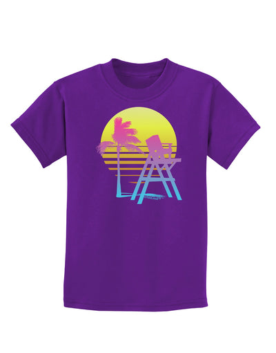 LA Beach Silhouette Letters Childrens Dark T-Shirt-Childrens T-Shirt-TooLoud-Purple-X-Small-Davson Sales