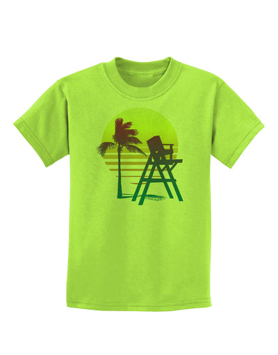 LA Beach Silhouette Letters Childrens T-Shirt-Childrens T-Shirt-TooLoud-Lime-Green-X-Small-Davson Sales