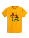 LA Beach Silhouette Letters Childrens T-Shirt-Childrens T-Shirt-TooLoud-Gold-X-Small-Davson Sales