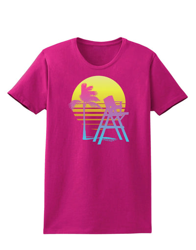 LA Beach Silhouette Letters Womens Dark T-Shirt-TooLoud-Hot-Pink-Small-Davson Sales