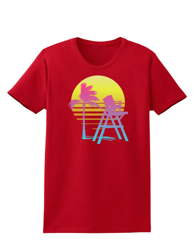 LA Beach Silhouette Letters Womens Dark T-Shirt-TooLoud-Red-X-Small-Davson Sales