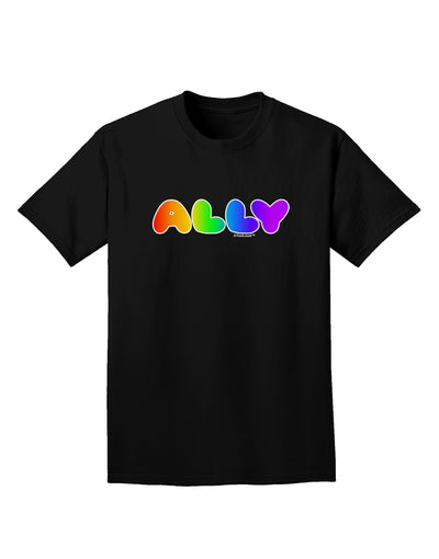 LGBT Ally Rainbow Text Adult Dark T-Shirt by TooLoud-Mens T-Shirt-TooLoud-Black-Small-Davson Sales