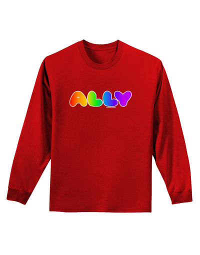 LGBT Ally Rainbow Text Adult Long Sleeve Dark T-Shirt by TooLoud-TooLoud-Red-Small-Davson Sales