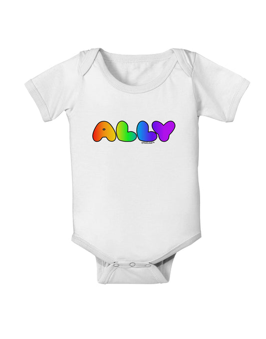 LGBT Ally Rainbow Text Baby Romper Bodysuit by TooLoud-Baby Romper-TooLoud-White-06-Months-Davson Sales