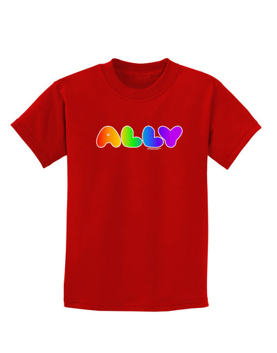 LGBT Ally Rainbow Text Childrens Dark T-Shirt by TooLoud-Childrens T-Shirt-TooLoud-Red-X-Small-Davson Sales